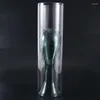 Vases Vase en verre vert à double paroi, décoration hydroponique cylindrique, esthétique nordique