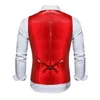 Men's Vests Waistcoat Bow Tie Set Retro Disco Vest For Groom Wedding Party Glossy V Neck With Adjustable Back