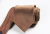 Bow Ties Classic Plaid Brown Silver Tie Jacquard Woven Silk 8cm Men's Neslips Business Wedding Party Formal Neck