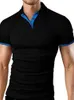 Mâle bouton à manches courtes Patchwork mince t-shirts décontracté hommes respirant été t-shirt hauts BSDZT115 240326