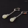 Dangle Küpeler Fnj Tassel Jade 925 Gümüş Orijinal Pure S925 Sterling Damla Küpe Kuyruklu Kırmızı Agate