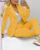 Womens 2st Tracksuits Solid Long Sleeve Blazer Pants Suit Set Office Lady Tracksuit Two Piece Set Fitness Outfits Woman 240320