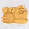 Ensemble d'alimentation en silicone pour bébé Gobelet avec pailles Napperon Vaisselle pour enfants Assiettes d'aspiration antidérapantes Bol Plats pour bébé Baby Stu 240322