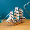 3d tridimensional navio de guerra navio pirata quebra-cabeça de madeira modelo educacional brinquedos artesanais 240319