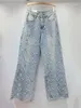 Jeans da donna Moda vintage buco rotto dritto 2024 Articoli primaverili Bottoni a vita alta Pantaloni in denim Donna 11XX7763