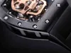 Richardmills Luxury Wristwatches Automatic Chronograph Swiss technology Wristwatch Top Factory High Quality Cage Skull Black Watch 5201 Mens Mechanical C