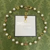 Luxury Pearl Golden Necklaces Designer Gold Plated Chain Necklaces Lady Wedding Charm Necklaces With Box