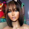 Synthetic Wigs 180 Density Full Machine Wigs Highlight Brown Colored Bone Straight Human Hair Bob Wigs P1B 30 Human Hair With Bangs For Women Y240401