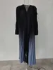 Женские плащи LANMREM, модная плиссированная женская ветровка с градиентом, V-образный вырез, свободный длинный кардиган, пальто 2024, женская весенняя одежда 32Da618