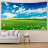 Tapisseries personnalisables couverture rideau chambre salon décoration bleu ciel blanc nuage prairie tenture murale tapisserie Art