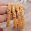 Bangles 24K 4Pcs/lot Dubai India Ethiopian Yellow Solid Gold Color Filled Lovely Bangles For Women girls party jewelry Bangles Bracelet