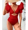 Drukuj seksowne jednoczęściowe stroje kąpielowe Kobiety kąpielowe push up Monokini Ruffle Swim Rait Bathing Kobieta letnia plaża