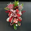 Party Decoration Christmas Teardrop Floral With Candy Bow och Red Berries Hanging Wreath Artificial Door