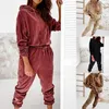 Women's Two Piece Pants Autumn Velvet 2 Set Outfits Hoodies Loose Streetwear Sportwear Women Ladies Oversize Tracksuit Clothing 2024