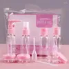 Lagringsflaskor 7st Portable Travel Bottle Cosmetic med påse Plast TOM FOMT FÅNGABLE SET SPRAY Lotion Cream Toner Containers