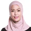 Halsdukar 652f muslimsk bomull för huvud wrap turban mode stretch mini hijab cap headscarf islamisk fast färg underkörfonhät hatt