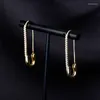 Stud Oorbellen 1 Paar Hip Hop CZ Steen Verharde Bling Out Paperclip Pin Voor Mannen Vrouwen Unisex Mode-sieraden drop