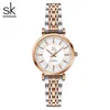 Shengke K0180 SK Moissanite Watch Rose Gold Mesh Watchband Wime Wristwatch Watchisite Watches Watches Quartz