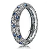 Anelli a grappolo Nastro intrecciato originale con anello di cristallo blu per gioielli fai da te in argento sterling 925 per donna regalo per feste Europa