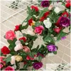 Bruiloft Decoraties 250Cm Rose Kunstbloemen Kerst Guirlande Voor Thuis Kamer Decoratie Lente Herfst Tuin Boog Diy Nep Plan Dhmr1