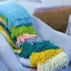 Blankets Nordic Sofa Blanket Cover Fringe Knitted Bedspread Striped Homestay El Bed End Towel Office Nap Soft Shawl Airplane