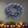 Decorative Flowers Fake Purple Lavender Flower Wreath Artificial Autumn For Door Spring Living Room