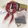 Scarves Triangle Rhombus Cotton Women Girls Headscarf Lace Edge Neckerchief Square Plaid Bandana Headband Scarf Neck Accessories