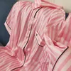 Im06 sexy pijamas rosa rayado 2pcs pijamas set mujeres camisa de noche pantalones seda satén pijamas ropa traje para el hogar