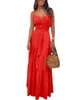 Womens Summer Spaghetti Strap Long Dress Bohemian Style Sleeveless V-Neck Elegant Lady Dresses Casual Maxi Beach Party Vestidos 240314
