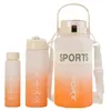 Bouteilles d'eau 3 pièces bouteille de motivation avec marqueur de temps de paille Sport 2L 700ML 260ML grande capacité pour l'entraînement de gymnastique de bureau