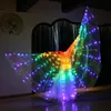 LED Luminous Belly Dance Wings Cloak 공연 무대 용품을 빛나는 나비 요정 날개와 스틱 소품 240326