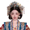Заколки для волос 2024 свадебный синий головной убор Xiuhe Корона Феникса в китайском стиле свадебные аксессуары в стиле ретро