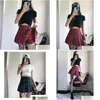 Röcke Vintage Rot Plaid Plissee Frauen Y2K Mini Hohe Taille Kawaii Weibliche Sommer College Stil Tennis Kurze 230330 Drop Lieferung Appare Otroh