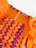 Plus Size Dresses Women Orange Printed Bodycon Tuttle Ruffle Sleeve Summer Midi Dress Evening Cocktail Party Short Gowns 4XL