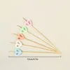 Forks 100Pcs Colorful Heart Cocktail Picks Wooden Toothpick Skewer Snack Fork Fruit Bamboo Party Wedding Supplies