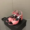 Designer sandali classici in pelle tacco alto scarpe da donna estate ufficio matrimonio bottone punta aperta decorazione fibbia sexy tacchi spessi