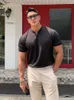 Mens T-Shirts T Shirts 2023 Summer Fashion Trend Sports Fitness Leisure Simple T-Shirt Solid Loose Short Sleeve V-Neck Top Shirt Drop Dhxd4