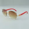 Vente chaude mode lentilles coupées haut de gamme rouge bâtons de bois naturel lunettes de soleil 8300916 lunettes, taille: 58-18-135mm