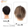 Synthetic Wigs MEIFAN Synthetic Straight Chignon Messy Fluffy Hair Bun Elastic Band Hair Pieces Scrunchy Wrap Updo False Ponytail Y240401