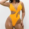 Sexy ARXIPA Bikinis Maillot De Bain Une Pièce Pour Femmes Coupe Haute Maillot De Bain Rembourré Push Up Maillots De Bain Brésilien Solide Croix Bandage Col En V Profond