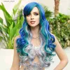 Parrucche sintetiche namme sirena parrucca lunghe blu viola gradiente per donne parrucca sintetica popolare per cosplay quotidiano Halloween Halte densità Capelli Y240401