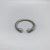 FoLisaUnique Bracelet en pierre de câble en argent avec plaqué or 18 carats 7mm couleur zircon cubique Bracelet de manchette décontracté 240327