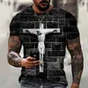 Mens Knitted Sweater 3d Printed Hip-hop Loose Short Sleeved Street Wear Plus Size Mens Clothing