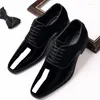 Casual Shoes Classic Men Dress Slip On Black Leather For Point Toe Business Formal Wedding Plus Size MPX125