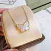 Necklace Designer Vintage Lucky Pendant Yellow Gold Plated White Mother of Pearl Butterfly Charm Short Chain Choker for Women Jewelry