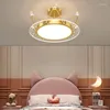 Plafonniers Rose Cristal Couronne LED Chambre D'enfant Lumière Moderne Chaud Romantique Princesse Petite Fille Chambre Lampes