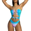 Kobiety stroje kąpielowe seksowne kobiety gradient bikini 2024 Summer Bandage puste stroje kąpielowe bez pleców przylbuszkowe garnitury kąpielowe
