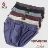 Onderbroeken 6 stuks/herenondergoed Katoen Middelbare leeftijd herenslips Sexy Boxer Effen Kleur Hoge stretch Mid-taille Broek Ademende Shorts