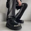 Elbise Ayakkabı 2024 Derby Moda İngiliz Erkekler ve Kadınlar Yuvarlak Kafa Kalın Sole Rahat Deri Harajuku Street Giyim 148