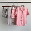 IM06 Sexy pyjamas rose rayé 2pcs pyjamas Set Femmes Swear Shirt Pantal